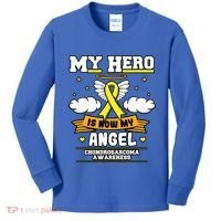 My Hero Is Now My Angel Chondrosarcoma Bone Cancer Sarcoma Great Gift Kids Long Sleeve Shirt thumb 0
