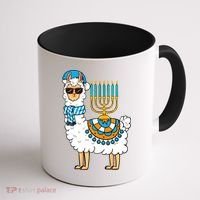 Menorah Hanukkah Llama Cute Alpaca Chanukah Coffee Mug thumb 1