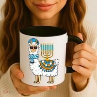 Menorah Hanukkah Llama Cute Alpaca Chanukah Coffee Mug thumb 3
