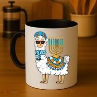 Menorah Hanukkah Llama Cute Alpaca Chanukah Coffee Mug thumb 4