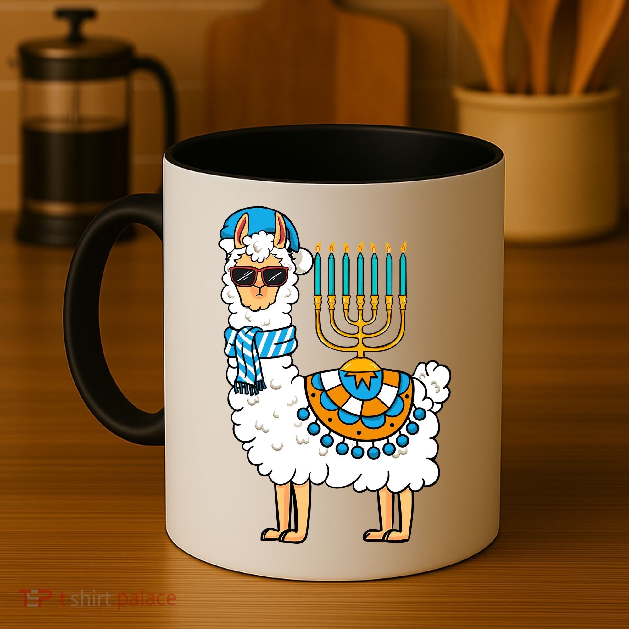 Menorah Hanukkah Llama Cute Alpaca Chanukah Coffee Mug