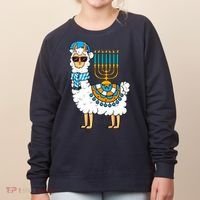 Menorah Hanukkah Llama Cute Alpaca Chanukah Women's Sweatshirt thumb 0