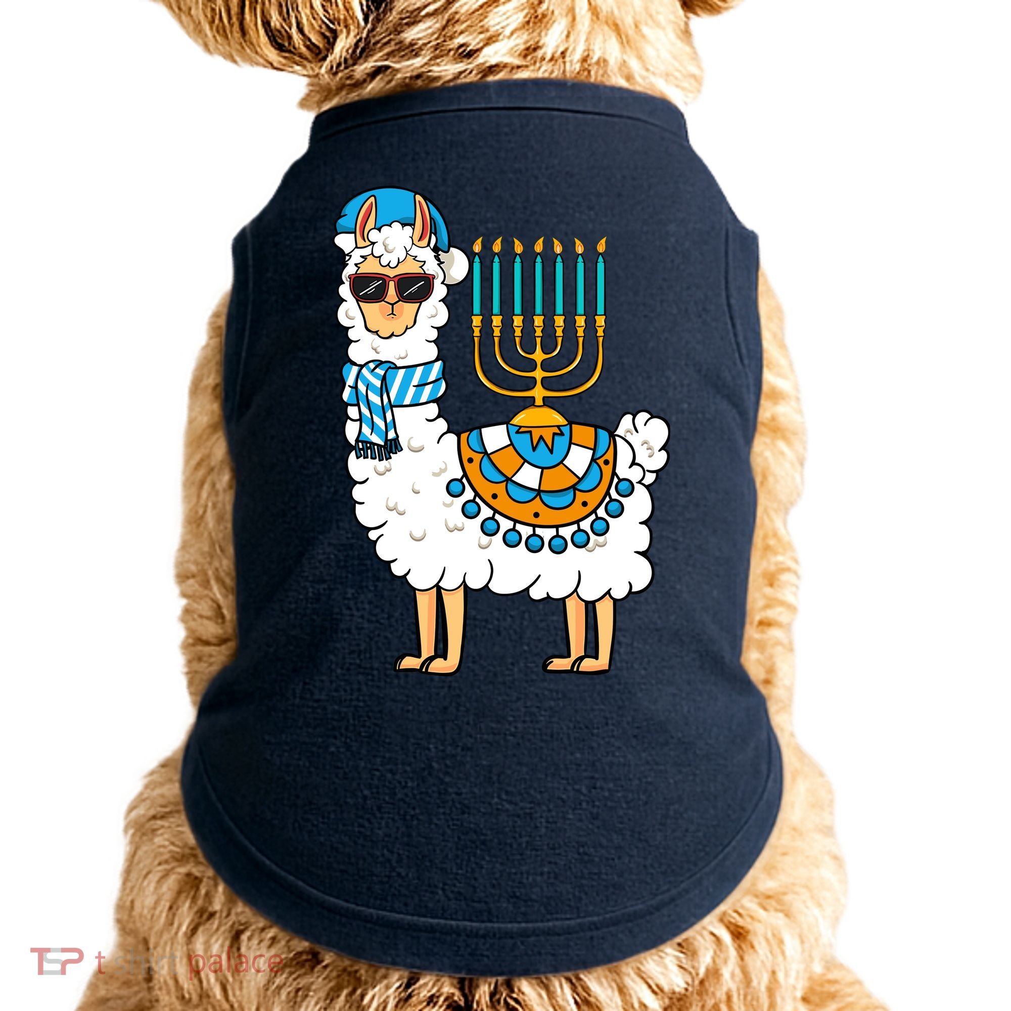 Menorah Hanukkah Llama Cute Alpaca Chanukah Doggie Tank