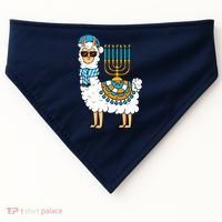 Menorah Hanukkah Llama Cute Alpaca Chanukah USA-Made Doggie Bandana thumb 0