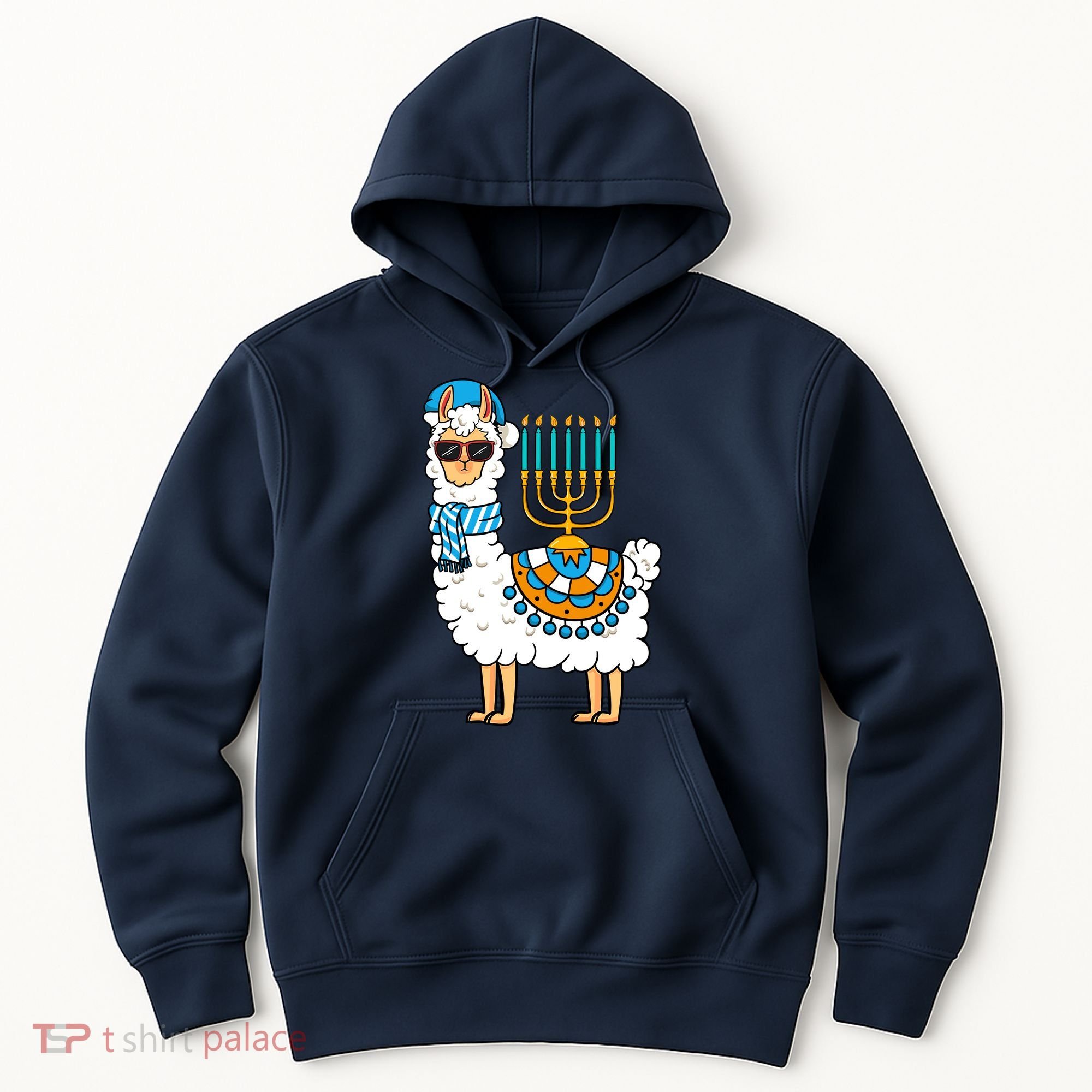 Menorah Hanukkah Llama Cute Alpaca Chanukah Hoodie