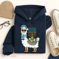 Menorah Hanukkah Llama Cute Alpaca Chanukah Hoodie thumb 4