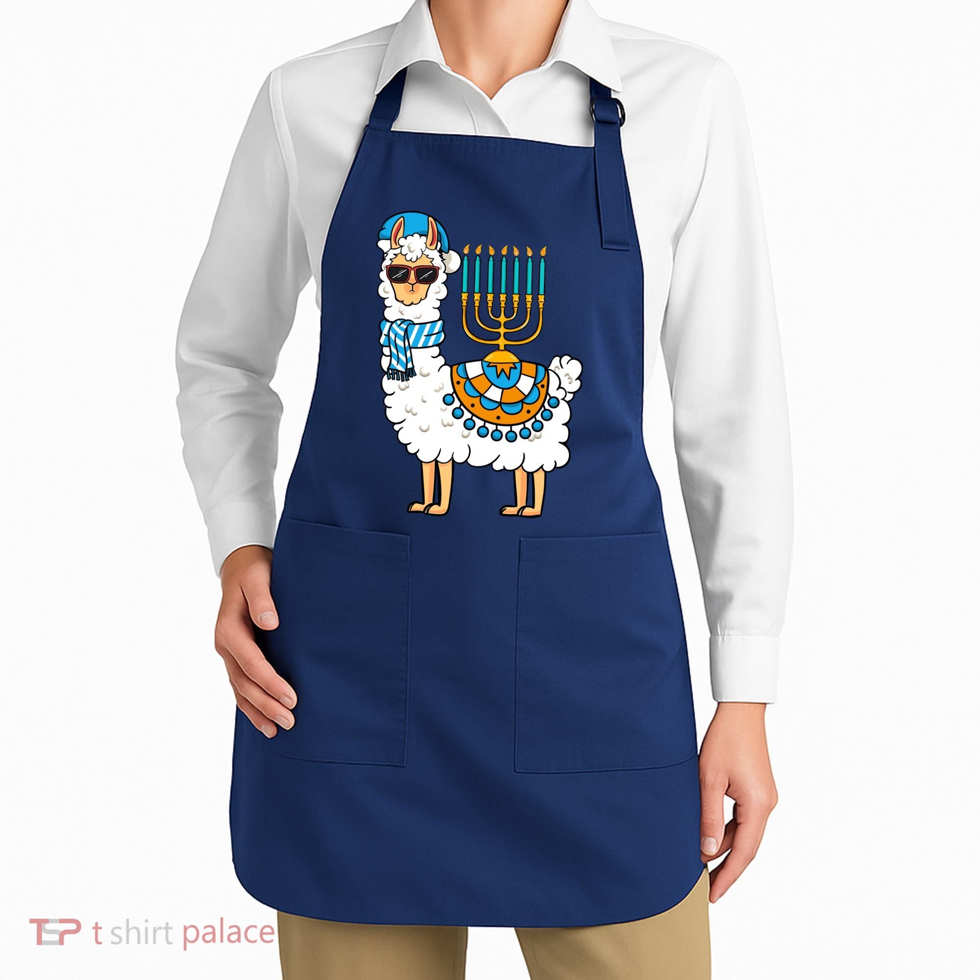 Menorah Hanukkah Llama Cute Alpaca Chanukah Apron