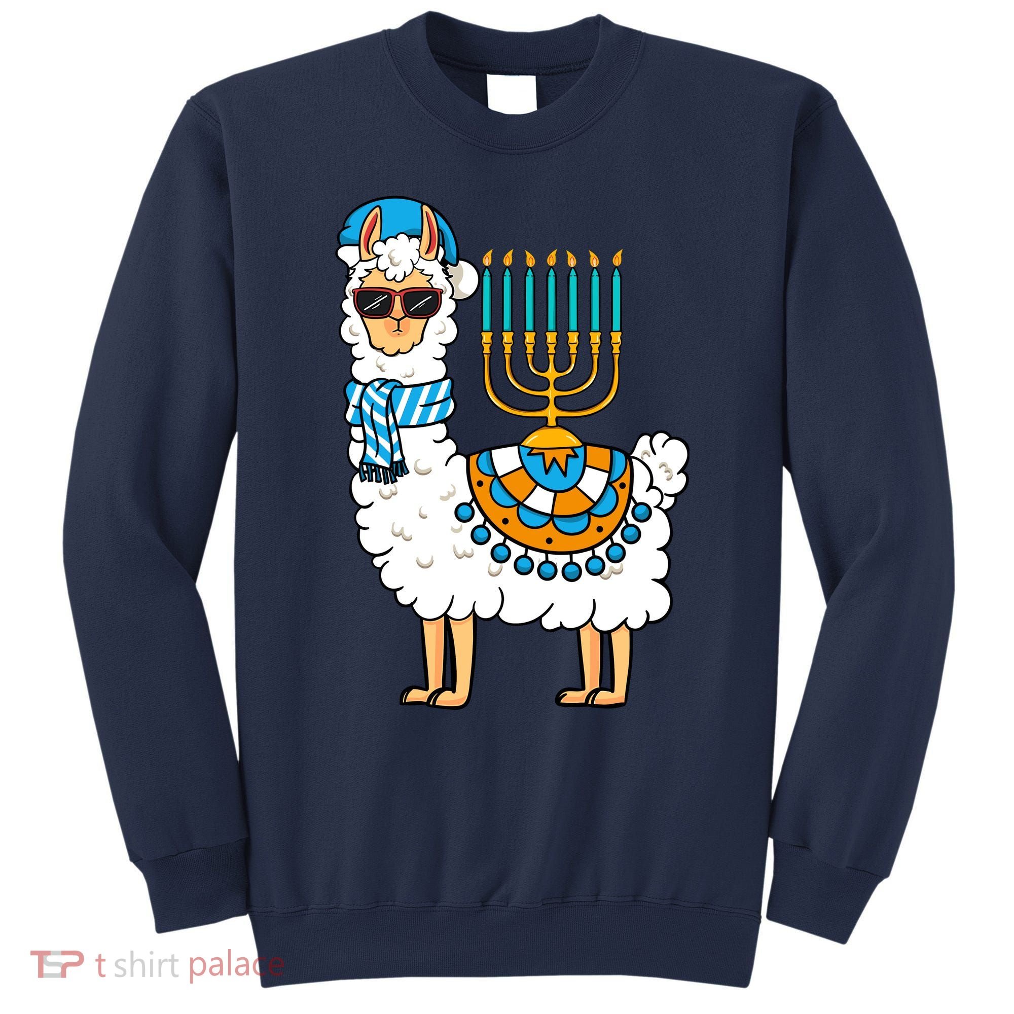 Menorah Hanukkah Llama Cute Alpaca Chanukah Sweatshirt