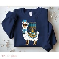 Menorah Hanukkah Llama Cute Alpaca Chanukah Sweatshirt thumb 2
