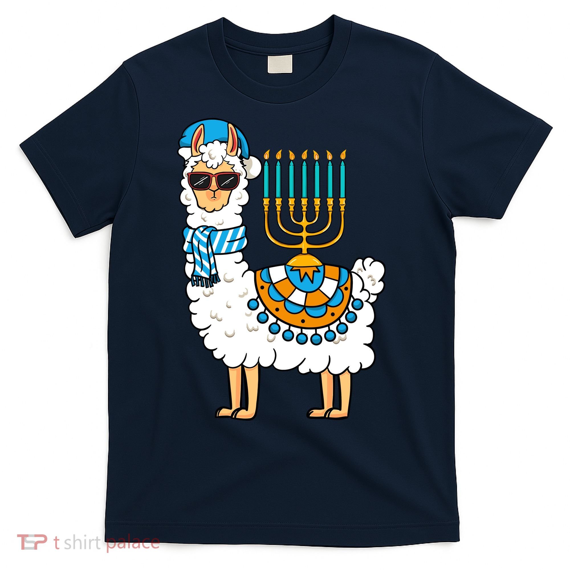 Menorah Hanukkah Llama Cute Alpaca Chanukah T-Shirt