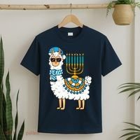 Menorah Hanukkah Llama Cute Alpaca Chanukah T-Shirt thumb 2