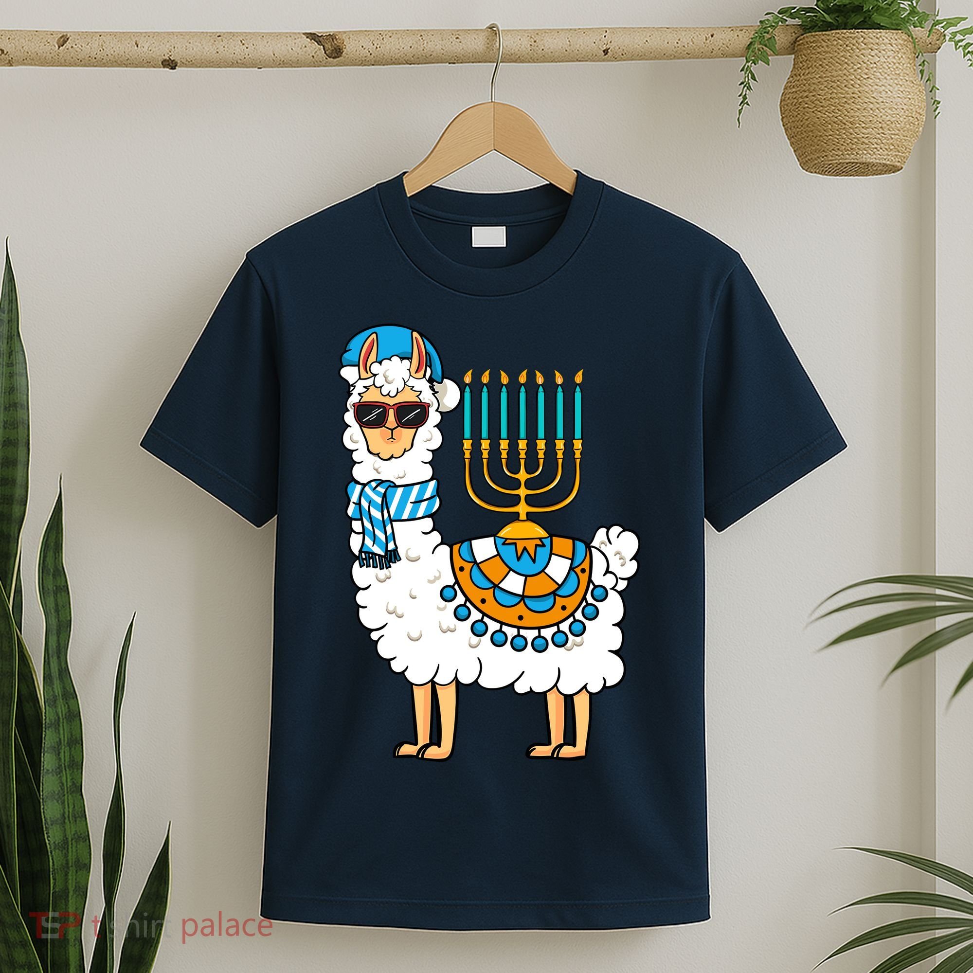 Menorah Hanukkah Llama Cute Alpaca Chanukah T-Shirt