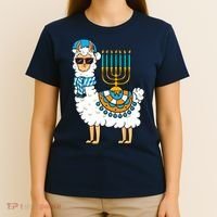 Menorah Hanukkah Llama Cute Alpaca Chanukah T-Shirt thumb 4