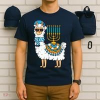 Menorah Hanukkah Llama Cute Alpaca Chanukah T-Shirt thumb 6
