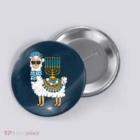 Menorah Hanukkah Llama Cute Alpaca Chanukah Button thumb 0