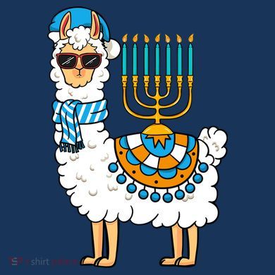 Menorah Hanukkah Llama Cute Alpaca Chanukah Button