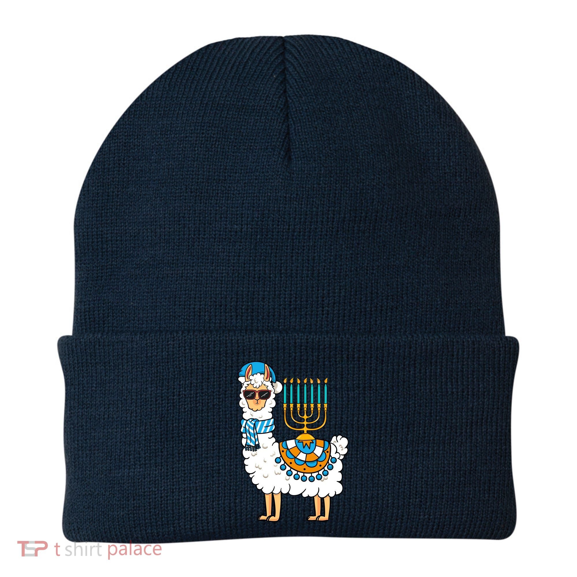 Menorah Hanukkah Llama Cute Alpaca Chanukah Beanie