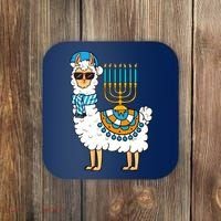 Menorah Hanukkah Llama Cute Alpaca Chanukah Coaster thumb 0