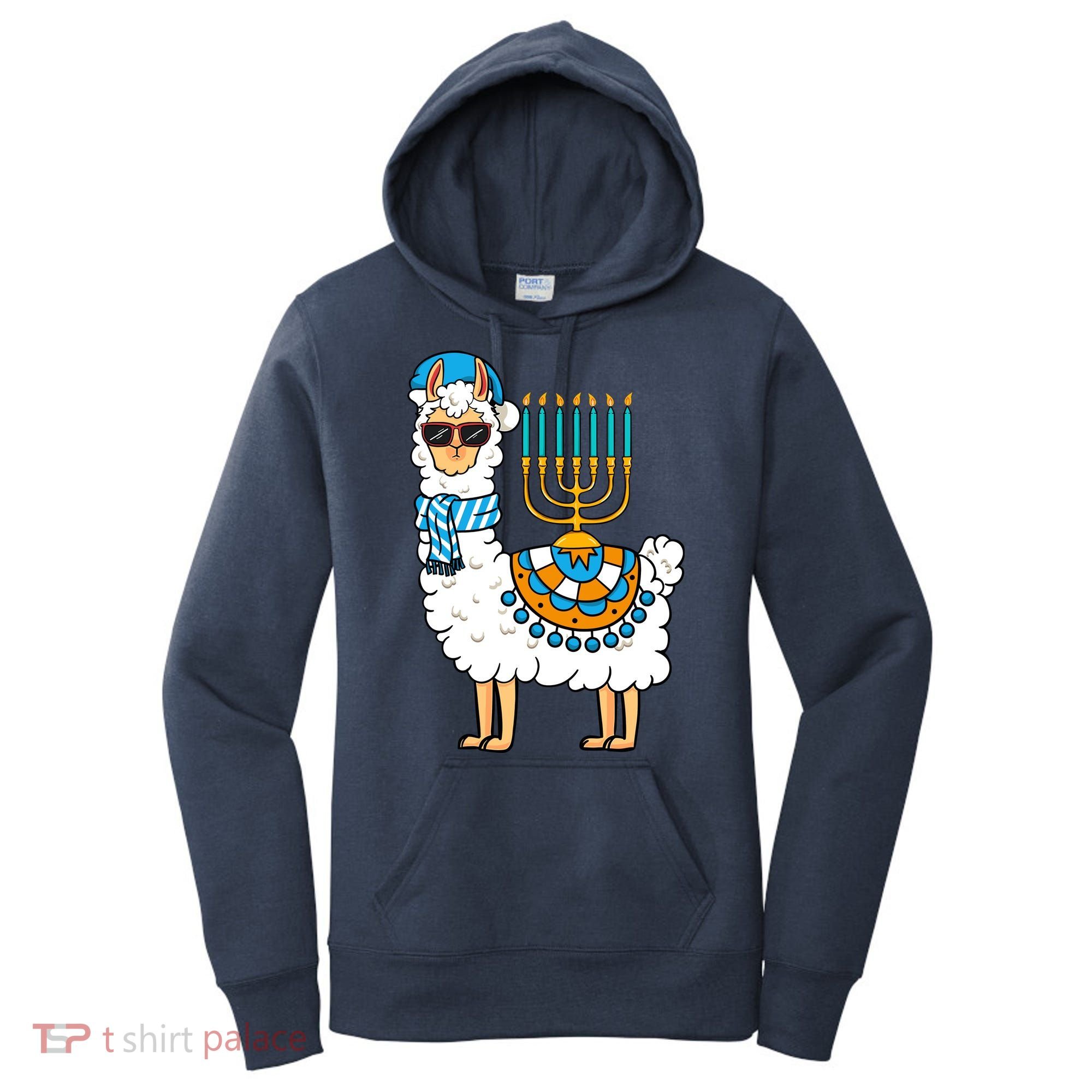 Menorah Hanukkah Llama Cute Alpaca Chanukah Women's Hoodie