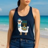 Menorah Hanukkah Llama Cute Alpaca Chanukah Women's Tank Top thumb 2