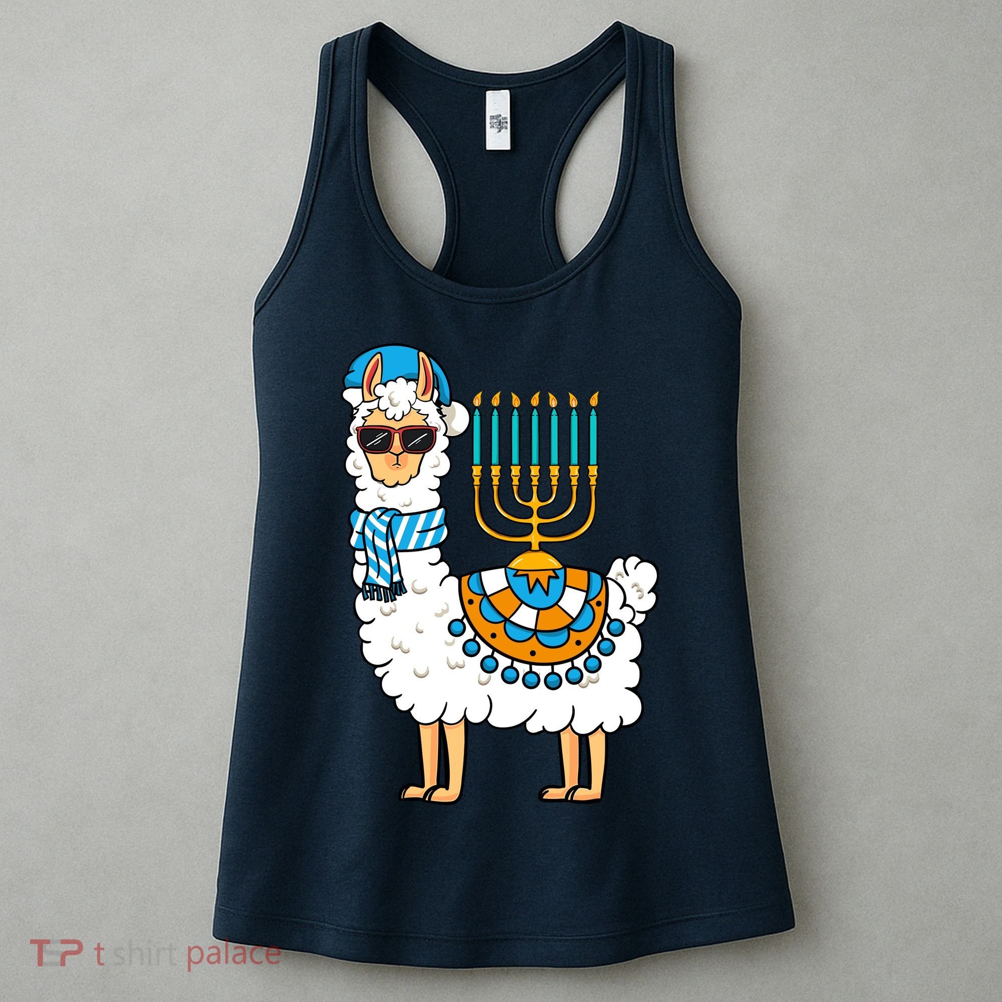 Menorah Hanukkah Llama Cute Alpaca Chanukah Women's Tank Top