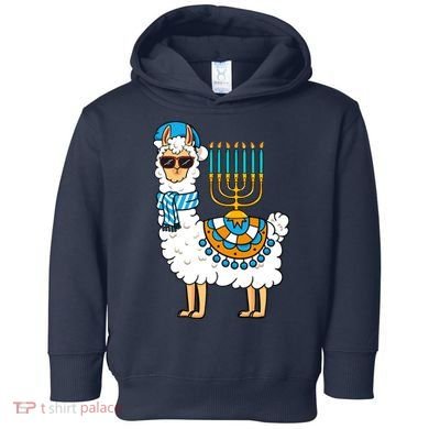 Menorah Hanukkah Llama Cute Alpaca Chanukah Toddler Hoodie