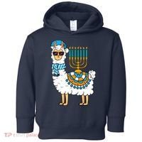 Menorah Hanukkah Llama Cute Alpaca Chanukah Toddler Hoodie thumb 0