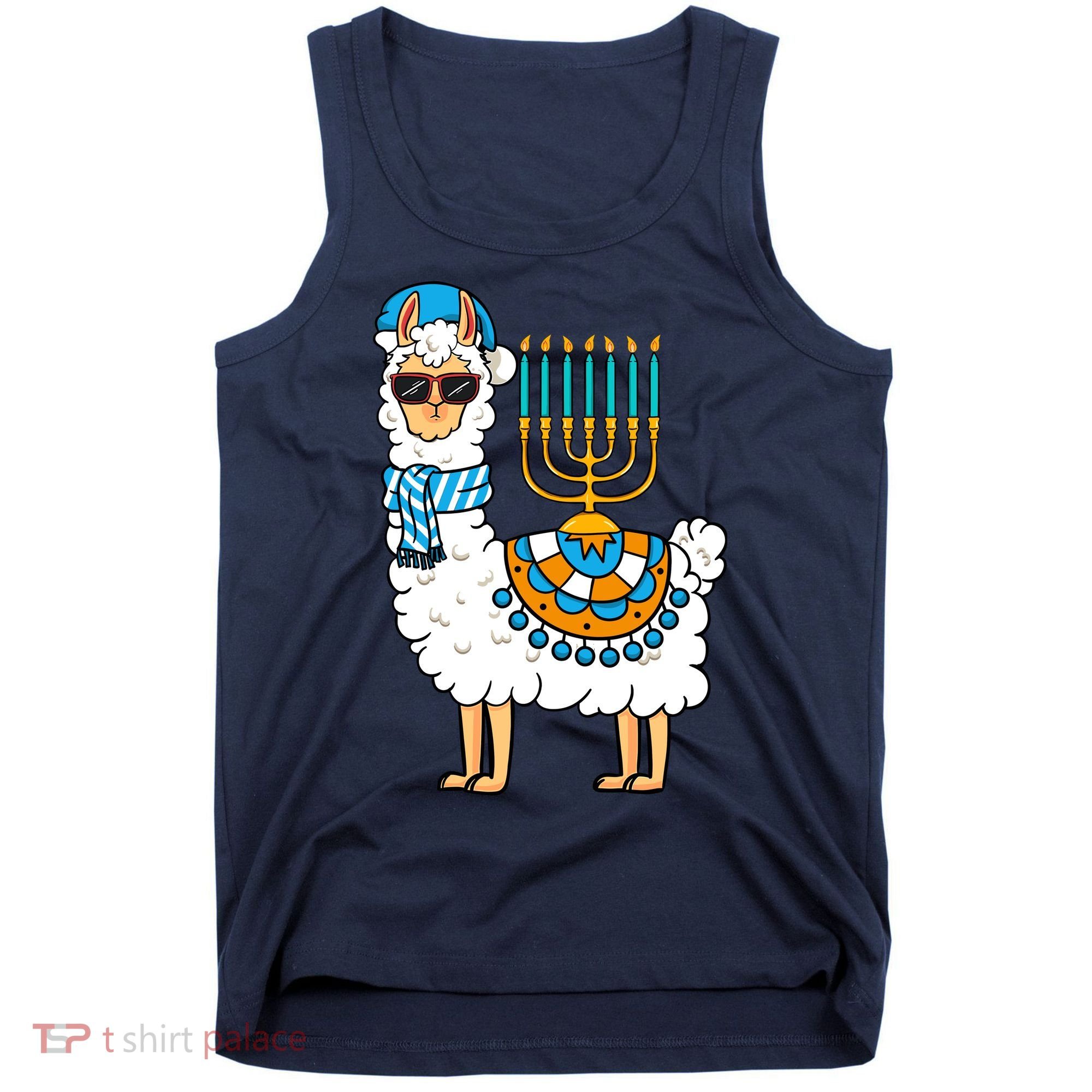 Menorah Hanukkah Llama Cute Alpaca Chanukah Tank Top