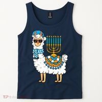 Menorah Hanukkah Llama Cute Alpaca Chanukah Tank Top thumb 2