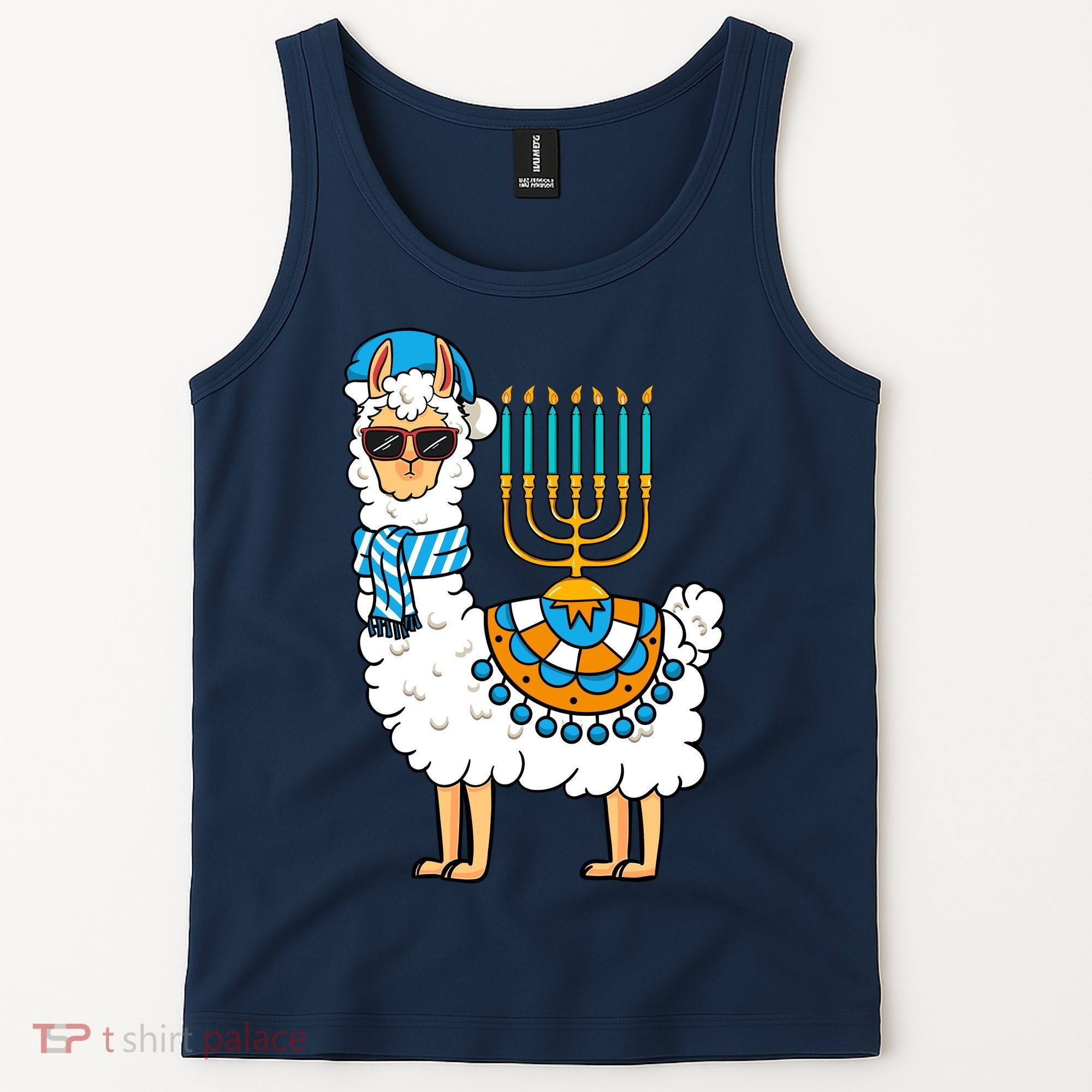 Menorah Hanukkah Llama Cute Alpaca Chanukah Tank Top