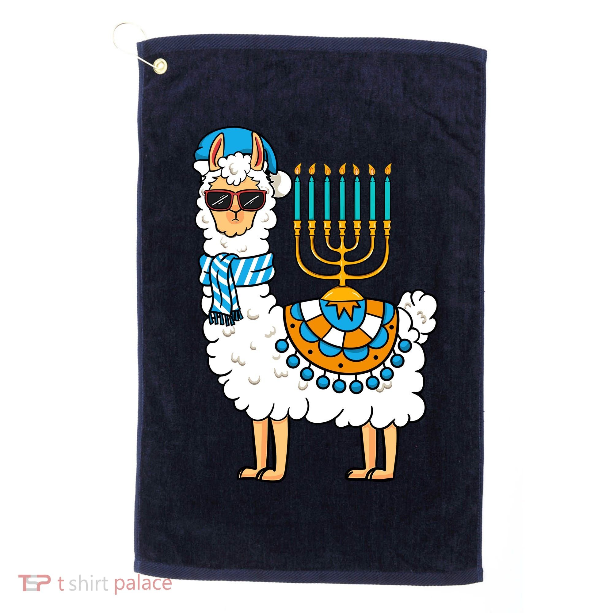 Menorah Hanukkah Llama Cute Alpaca Chanukah Golf Towel