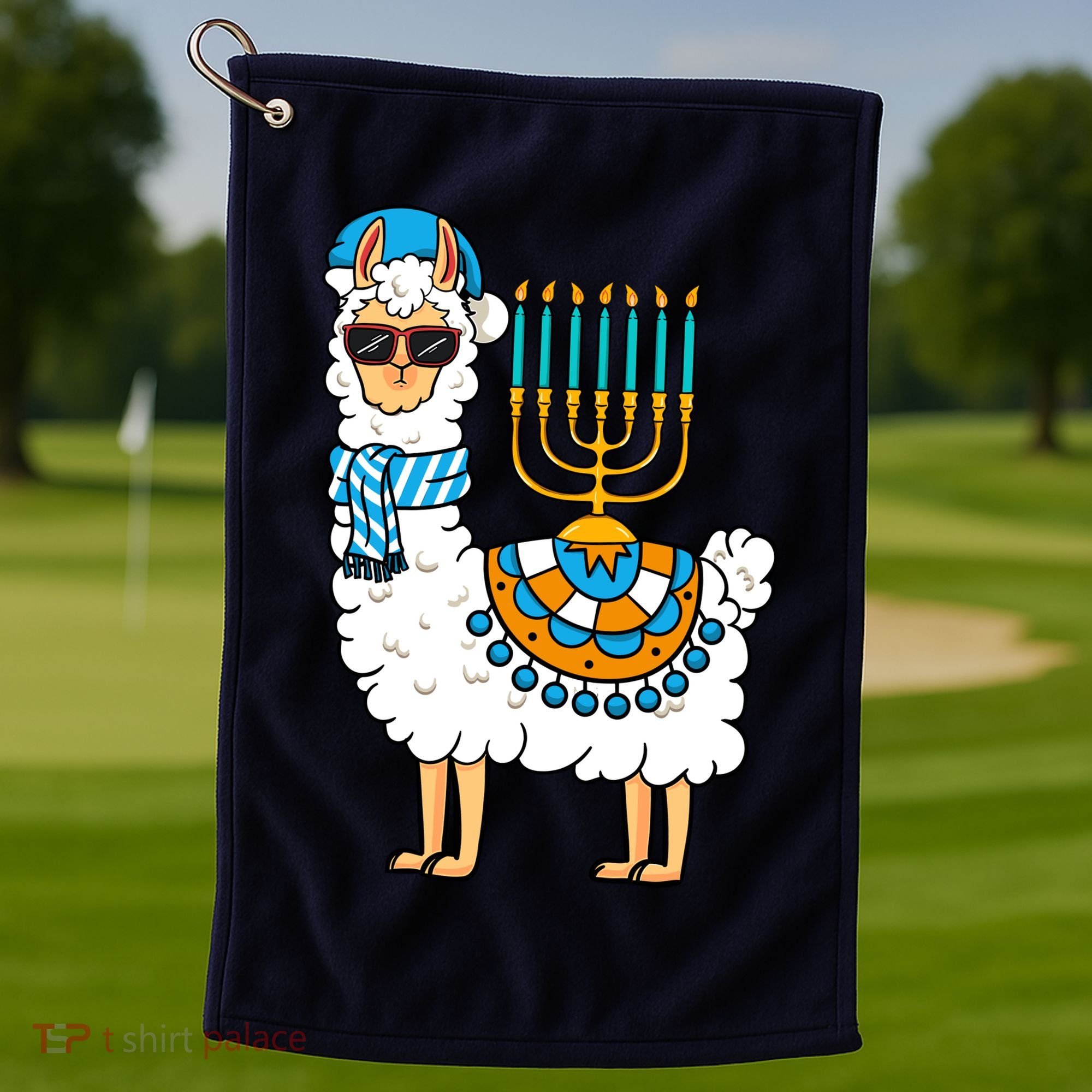 Menorah Hanukkah Llama Cute Alpaca Chanukah Golf Towel