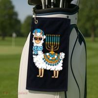 Menorah Hanukkah Llama Cute Alpaca Chanukah Golf Towel thumb 2