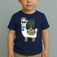 Menorah Hanukkah Llama Cute Alpaca Chanukah Toddler T-Shirt thumb 2