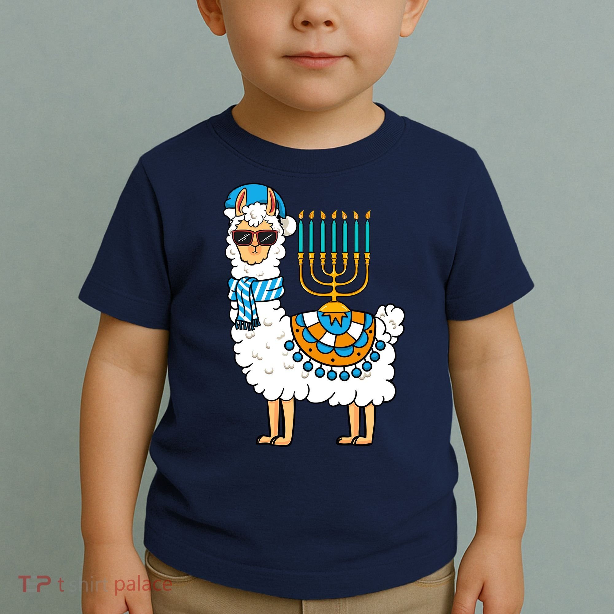 Menorah Hanukkah Llama Cute Alpaca Chanukah Toddler T-Shirt