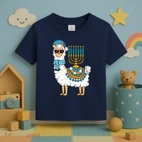 Menorah Hanukkah Llama Cute Alpaca Chanukah Toddler T-Shirt thumb 3