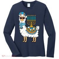 Menorah Hanukkah Llama Cute Alpaca Chanukah Women's Long Sleeve Shirt thumb 0