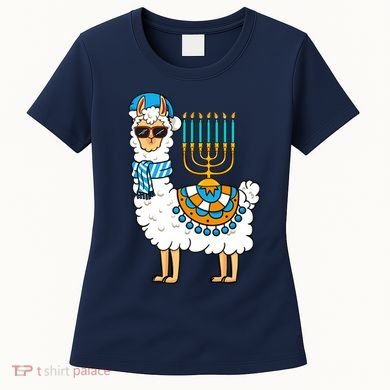 Menorah Hanukkah Llama Cute Alpaca Chanukah Women's T-Shirt