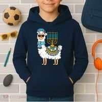 Menorah Hanukkah Llama Cute Alpaca Chanukah Kids Hoodie thumb 2