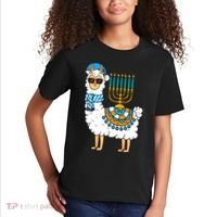 Menorah Hanukkah Llama Cute Alpaca Chanukah Kids T-Shirt thumb 2