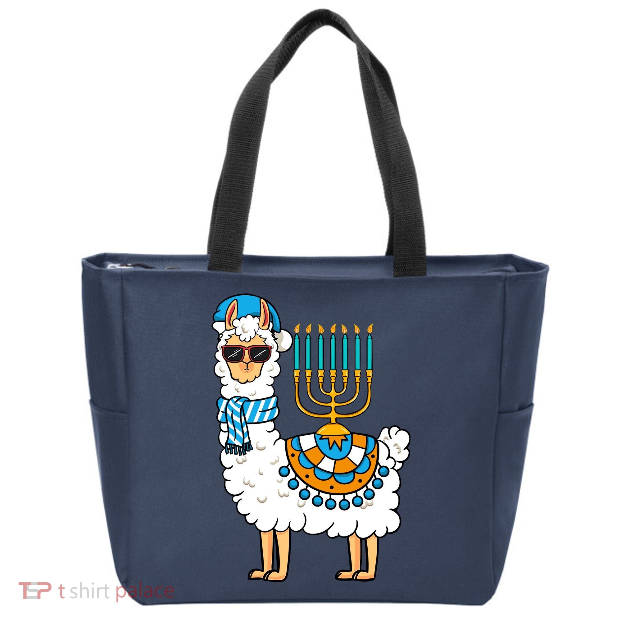 Menorah Hanukkah Llama Cute Alpaca Chanukah Tote Bag