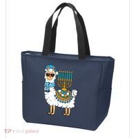 Menorah Hanukkah Llama Cute Alpaca Chanukah Tote Bag thumb 3