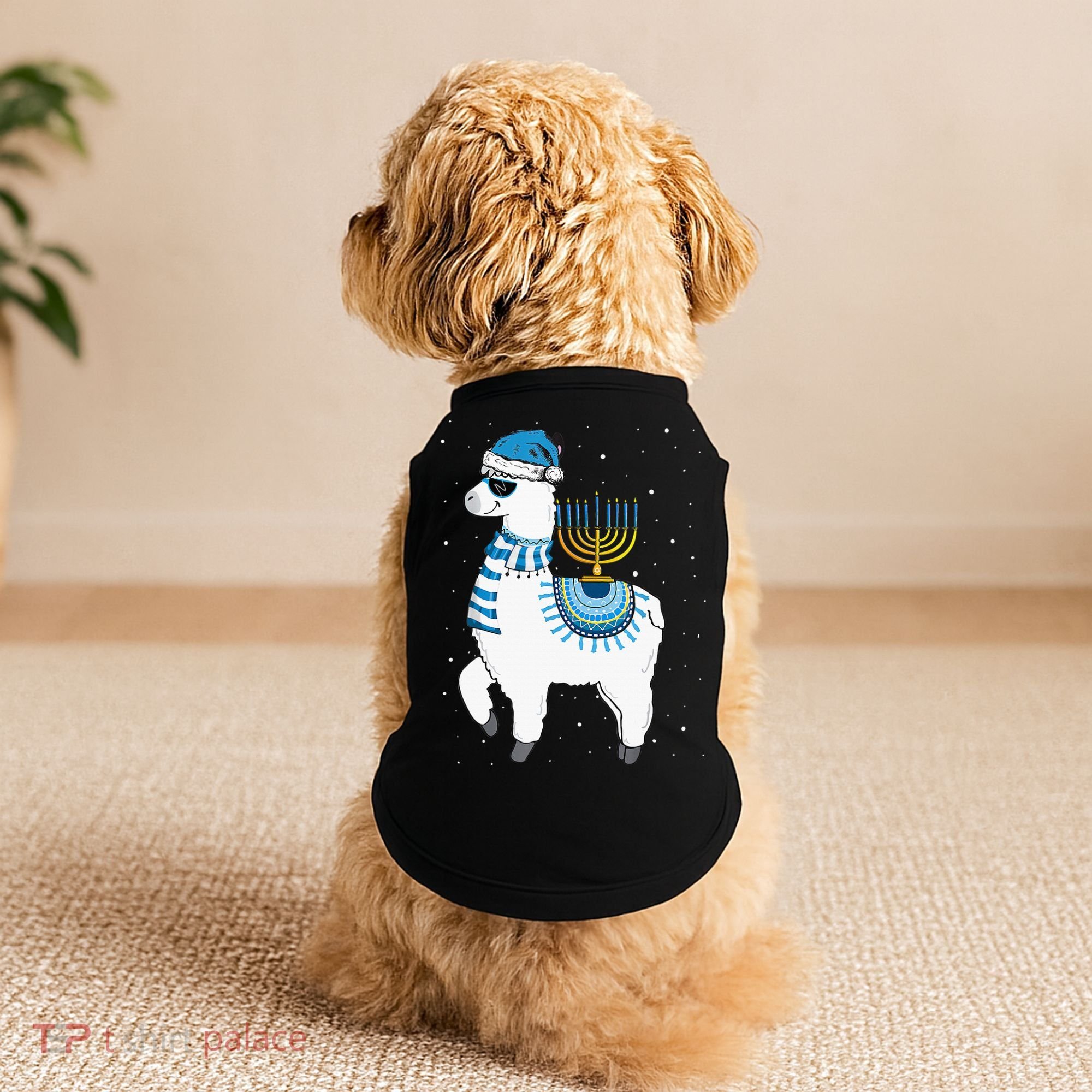 Menorah Hanukkah Llama Cute Alpaca Chanukah Christmas Pajama Doggie Tank