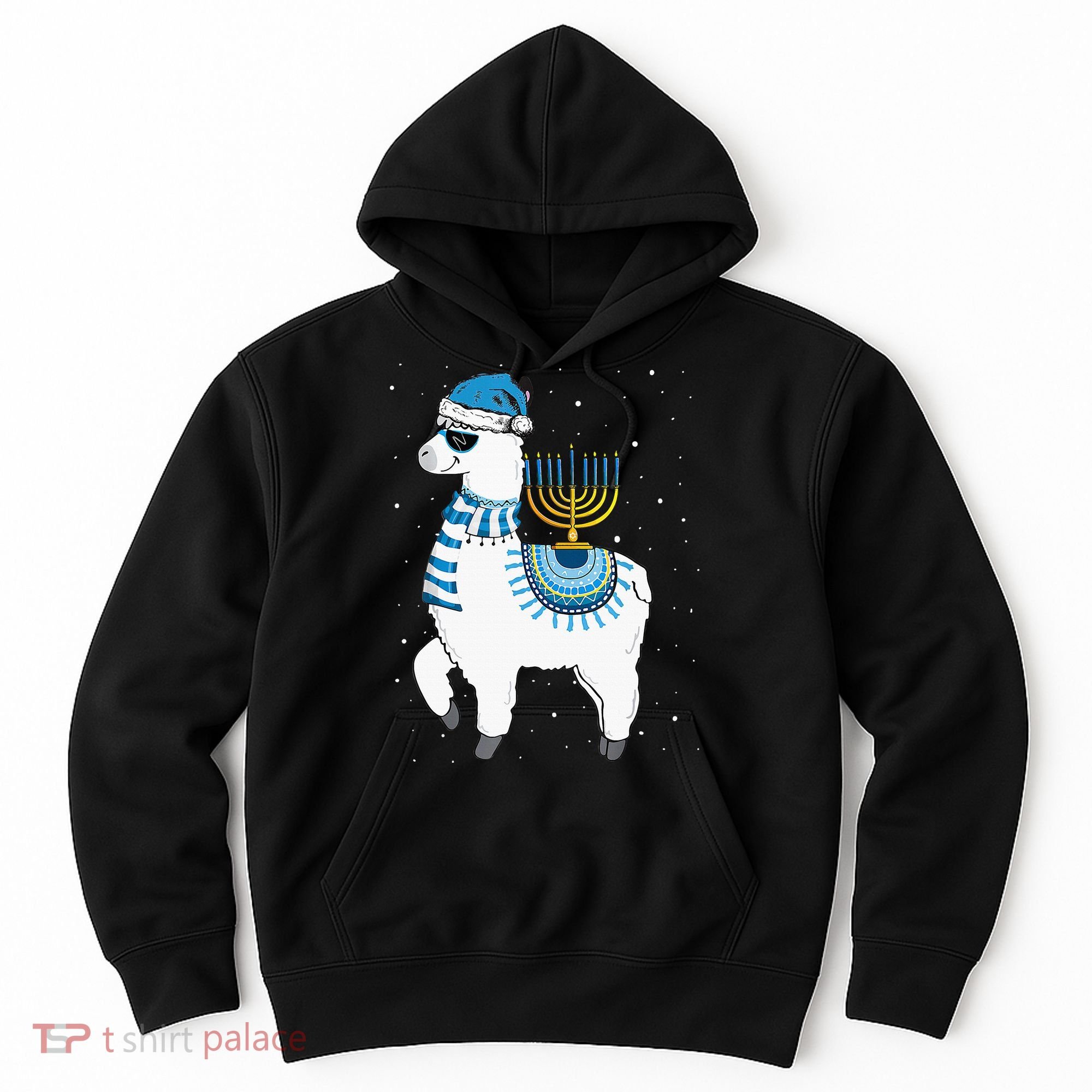 Menorah Hanukkah Llama Cute Alpaca Chanukah Christmas Pajama Hoodie