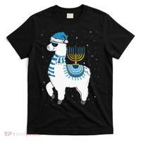 Menorah Hanukkah Llama Cute Alpaca Chanukah Christmas Pajama T-Shirt thumb 0