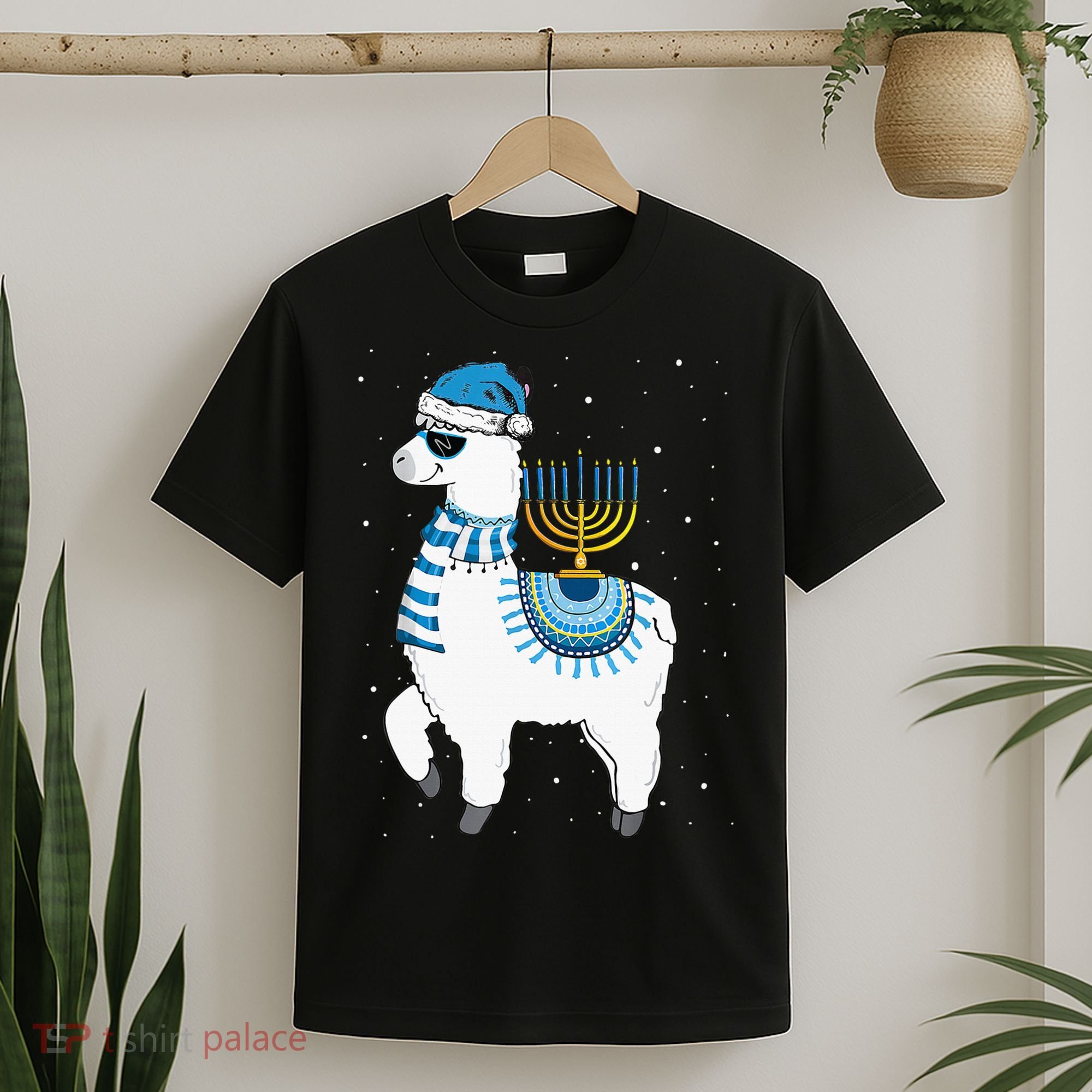 Menorah Hanukkah Llama Cute Alpaca Chanukah Christmas Pajama T-Shirt