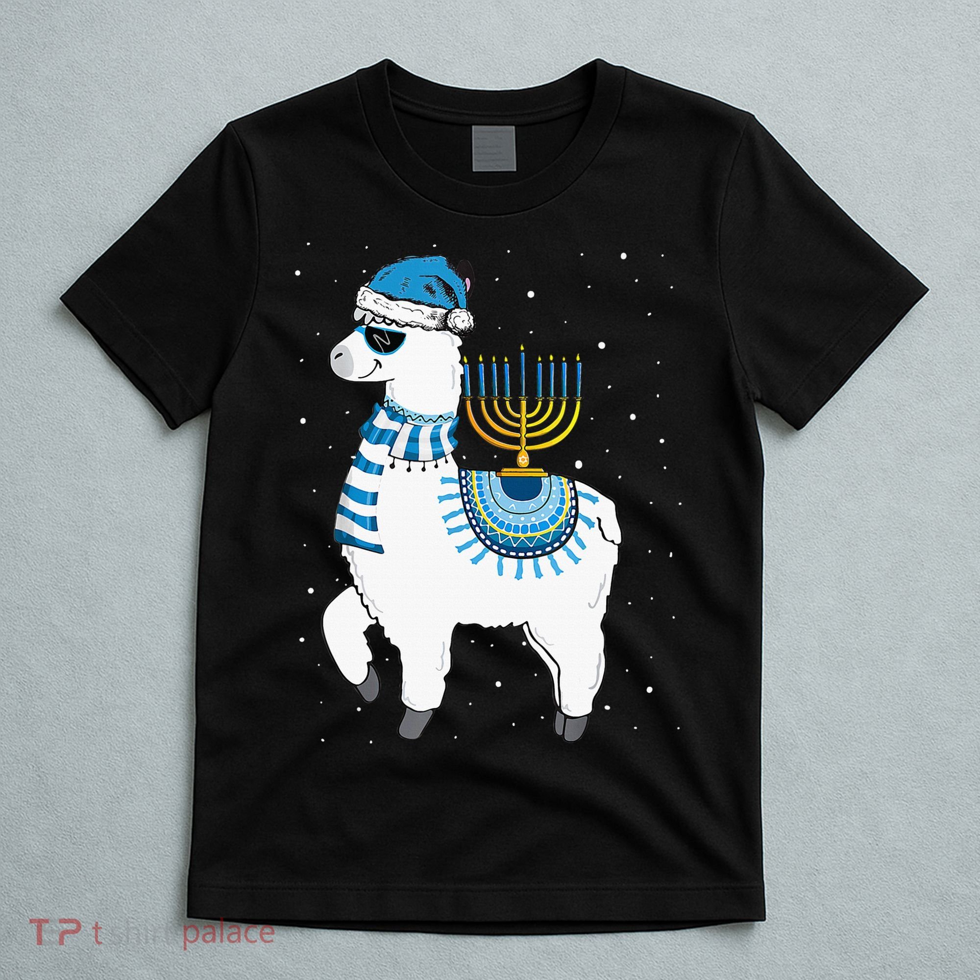 Menorah Hanukkah Llama Cute Alpaca Chanukah Christmas Pajama T-Shirt