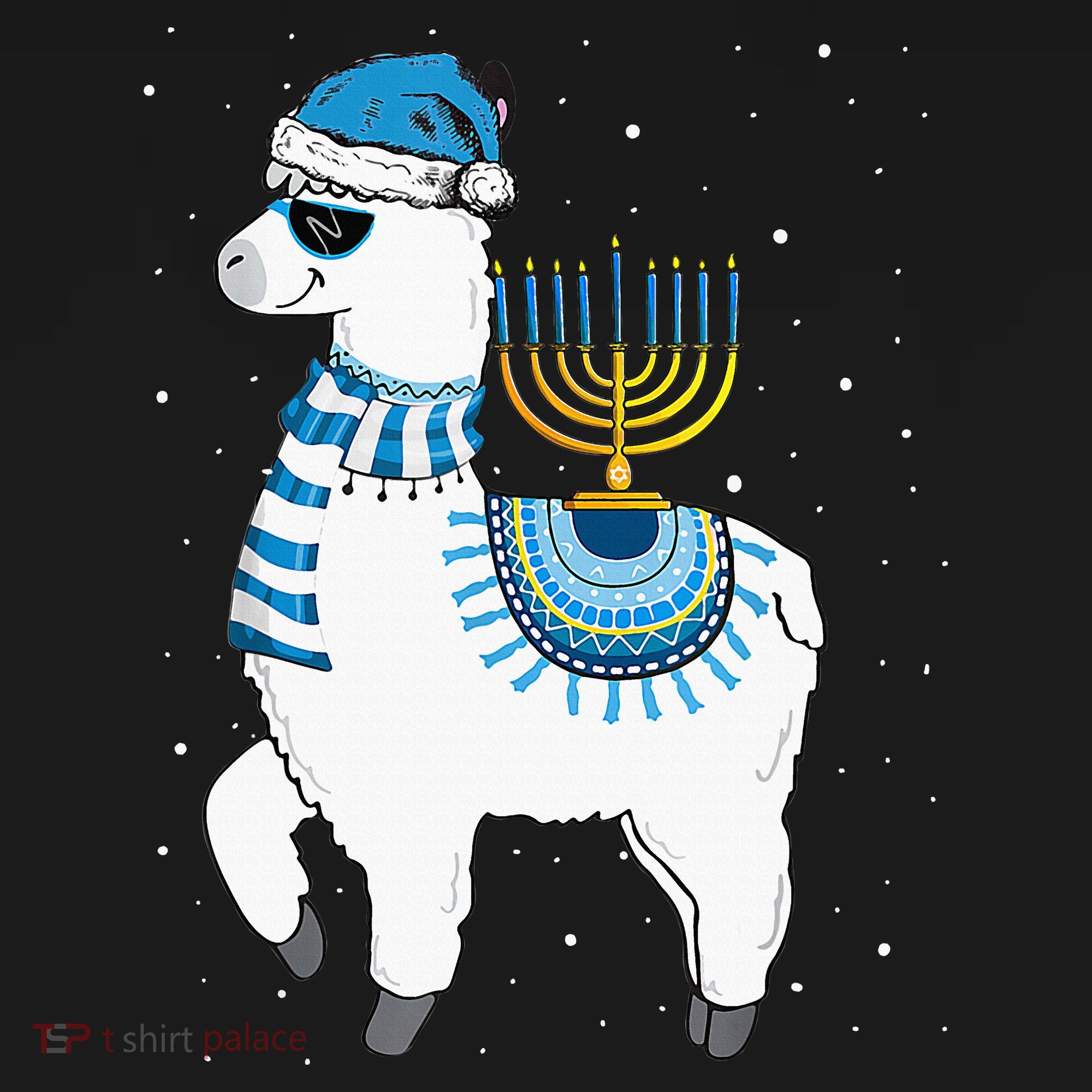 Menorah Hanukkah Llama Cute Alpaca Chanukah Christmas Pajama Women's Hoodie