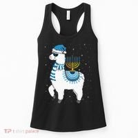 Menorah Hanukkah Llama Cute Alpaca Chanukah Christmas Pajama Women's Tank Top thumb 0