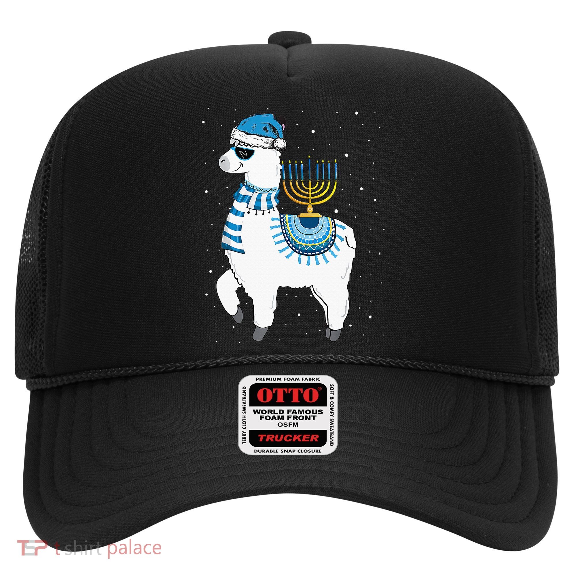 Menorah Hanukkah Llama Cute Alpaca Chanukah Christmas Pajama Hat